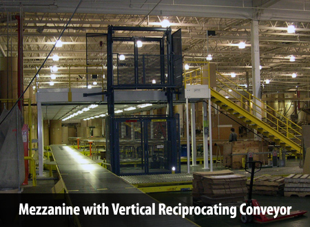 Mezzanine with Vertical Reciprocating Conveyor