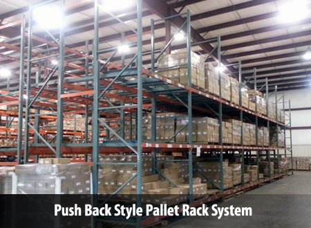 Push Back Style Pallet Rack System